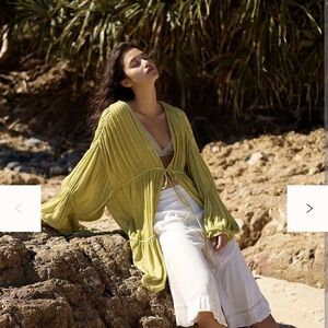 Free People Lime Green Flowing Top